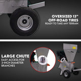15HP Engine Wood Chipper Garden Mulcher Shredder Mulch Chip Tree Branch - 45-Degree Angle