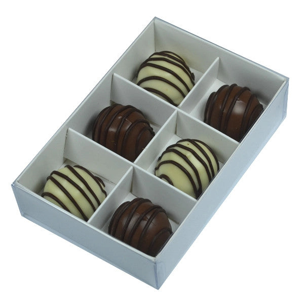 100-Pack Clear Lid White Gift Boxes with 6 Compartment Dividers for Chocolates and Treats - 12x8x3cm