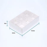 100-Pack Clear Lid White Gift Boxes with 6 Compartment Dividers for Chocolates and Treats - 12x8x3cm - 45-Degree Angle