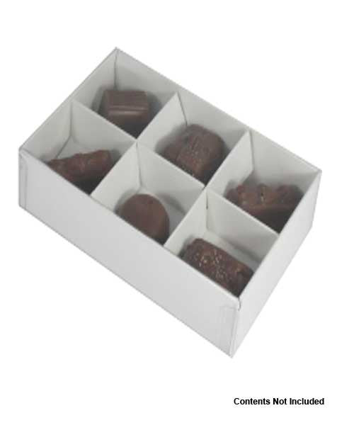 100 Pack of White Card Chocolate Sweet Soap Product Retail Gift Box - 6 Bay Compartments - Clear Slide On Lid - 12x8x3cm