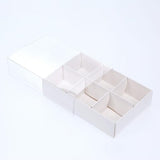 100-Pack Clear Lid White Gift Boxes with 6 Compartment Dividers for Chocolates and Treats - 12x8x3cm - Close-Up Angle