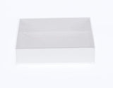 100 Pack of 15cm Square Invitation Coaster Gift Boxes with Clear PVC Lid - 4cm Deep White Card for Cookies and Patisserie Favors