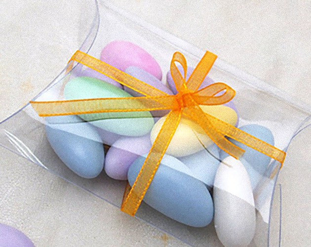 100 Clear PVC Pillow Gift Boxes - Perfect for Weddings, Jewelry, and Party Favors, 8cm x 5cm x 3cm