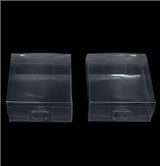 100-Pack Clear PVC Folding Boxes - 15x15x4cm Small Gift Boxes for Weddings, Jewelry, Party Favors, Candy, and Soap Packaging - Front View
