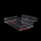 100-Pack Clear PVC Folding Boxes - 15x15x4cm Small Gift Boxes for Weddings, Jewelry, Party Favors, Candy, and Soap Packaging - Side View