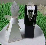 10 Pack of 5 Bride and 5 Groom Wedding Bridal Bomboniere Favor Candy Choc Almond Box - Kate Aspen Design - Front View
