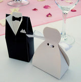10 Pack of 5 Bride Gown and 5 Groom Tux Wedding Bridal Bomboniere Favor Candy Choc Almond Box - NW - Side View