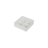 10 Pack of White Card Chocolate Sweet Soap Product Reatail Gift Box - 4 Bay Compartments - Clear Slide On Lid - 8x8x3cm - 45-Degree Angle