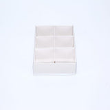 10 Pack of White Card Chocolate Sweet Soap Product Reatail Gift Box - 6 Bay Compartments - Clear Slide On Lid - 12x8x3cm - Top-Down View