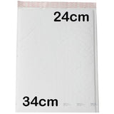 Pack of 20 Premium White Padded Bubble Mailers - 34x24 cm - Front View