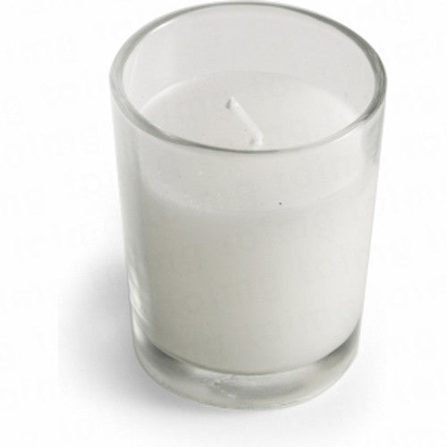 25 Pack of White Votive Candles in Clear Glass Holders - Perfect for Weddings and Event Centerpieces