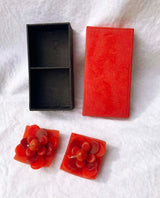 2 Red Lotus Floating Candles in Red Black Gift Box Set Birthday Xmas Valentine Mothers Day Gift Present - 45-Degree Angle