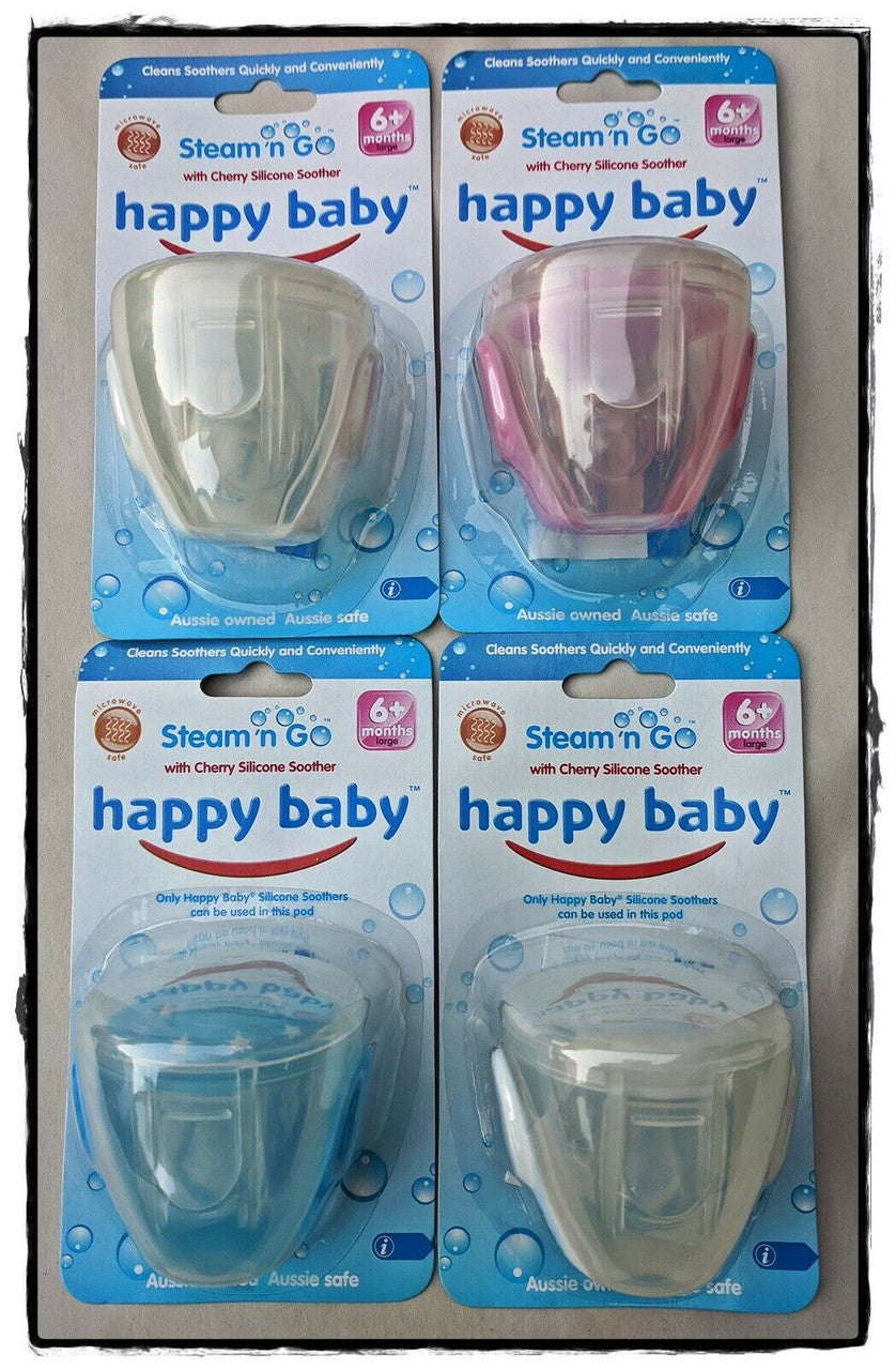 Bulk Pack of 48 - Happy Baby Steam n Go Cherry Silicone Soother Steriliser for Easy Parenting
