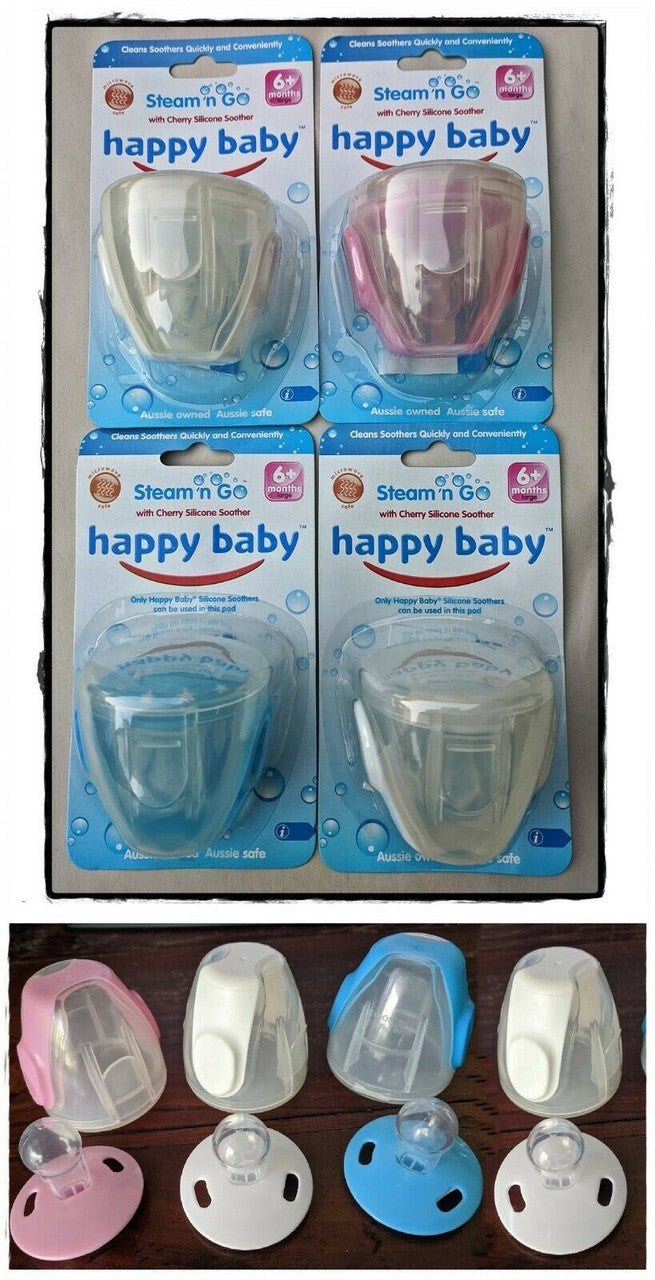 Bulk Pack of 48 - Happy Baby Steam n Go Cherry Silicone Soother Steriliser for Easy Parenting