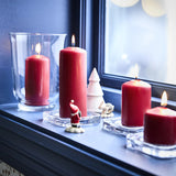 4 Pack Red Wax Pillar Advent Candles Xmas Wedding Party Table Room Centrepiece Decor Graduated sized 6 to 15cm High - Side View