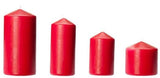 4 Pack Red Wax Pillar Advent Candles Xmas Wedding Party Table Room Centrepiece Decor Graduated sized 6 to 15cm High - Top-Down View
