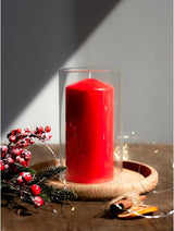 4 Pack Red Wax Pillar Advent Candles Xmas Wedding Party Table Room Centrepiece Decor Graduated sized 6 to 15cm High - 45-Degree Angle