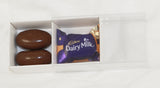 50 Pack of Clear Lid White Chocolate and Sweet Soap Gift Boxes with 2 Compartments - 8x4x3cm - 45-Degree Angle