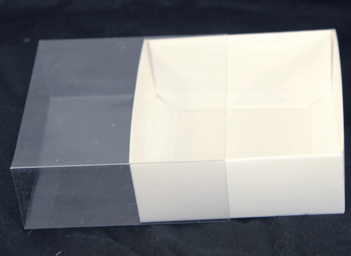 50 Pack of 10cm Square Favor Gift Boxes with Clear Slide PVC Lid - Ideal for Invitations, Coasters, and Treats