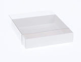50 Pack of 15cm Square Favor Boxes with Clear PVC Lids - Ideal for Invitations, Coasters, or Gifts - 4cm Deep White Cardboard Design