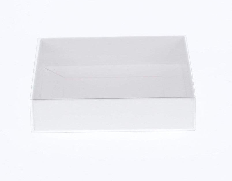 50 Pack of 15cm Square Favor Boxes with Clear PVC Lids - Ideal for Invitations, Coasters, or Gifts - 4cm Deep White Cardboard Design