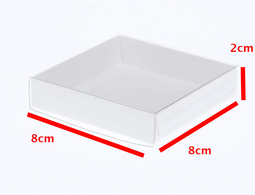50 Pack of Square Wedding Invitation Favor Boxes with Clear PVC Lid - 8cm x 8cm x 2cm - Ideal for Cookies, Coasters, and Gifts