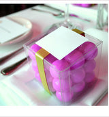 50 Pack of 6cm Clear PVC Folding Gift Boxes for Weddings, Jewelry, and Party Favors - Ideal for Candy, Chocolate, and Soap Packaging - Rear View