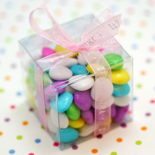 50 Pack of 6cm Clear PVC Folding Gift Boxes for Weddings, Jewelry, and Party Favors - Ideal for Candy, Chocolate, and Soap Packaging