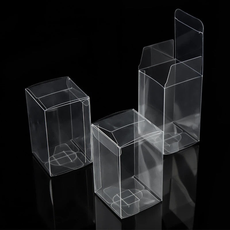 50 Pack of 5x8cm Transparent PVC Folding Boxes for Wedding Favors, Jewelry Gifts, Candy, and Soap Packaging