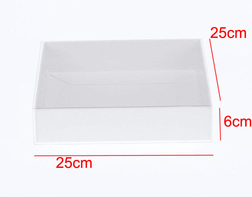 50 Pack Large White Gift Boxes with Clear Slide-On Lid - Perfect for Cakes, Sweets, and Fashion Merchandise - 25 x 25 x 6cm - Ideal for Xmas and Events