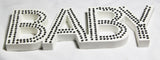 White Baby Nursery 30cm Sign Plaque Plate with Diamantes Newborn Gift Homeware Bedroom Decoration Wall Art