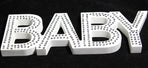 White Baby Nursery 30cm Sign Plaque Plate with Diamantes Newborn Gift Homeware Bedroom Decoration Wall Art
