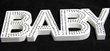 White Baby Nursery 30cm Sign Plaque Plate with Diamantes Newborn Gift Homeware Bedroom Decoration Wall Art - Front View