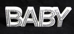 White Baby Nursery 30cm Sign Plaque Plate with Diamantes Newborn Gift Homeware Bedroom Decoration Wall Art