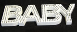 White Baby Nursery 30cm Sign Plaque Plate with Diamantes Newborn Gift Homeware Bedroom Decoration Wall Art - Rear View