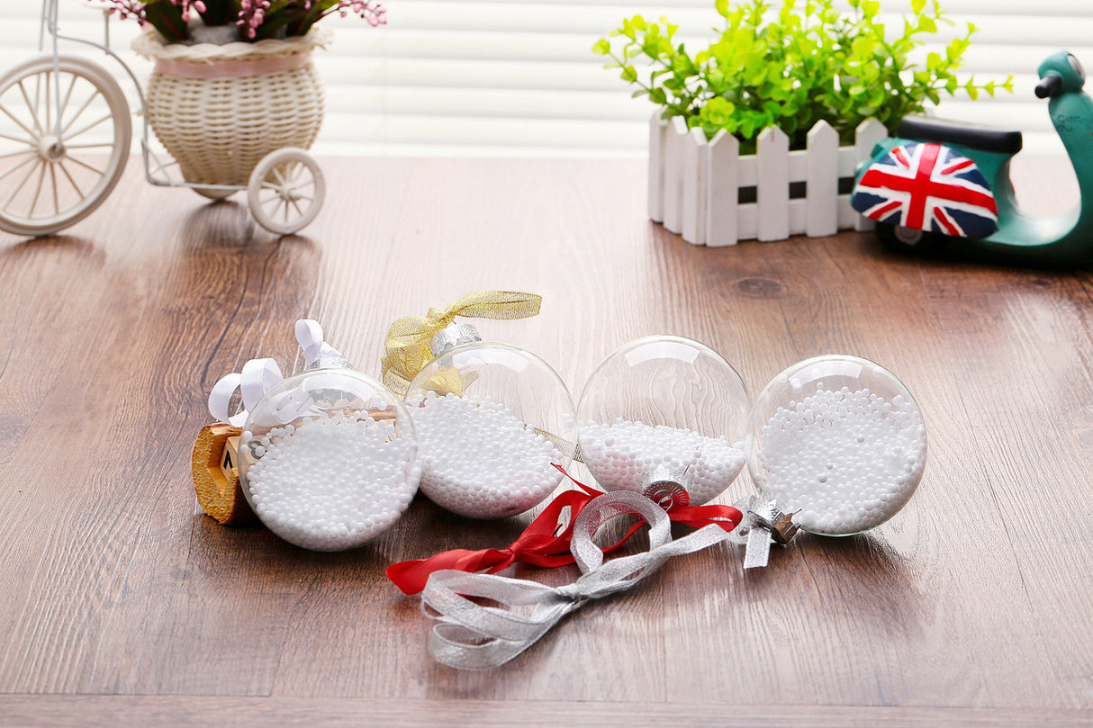 20 x Glass Bauble 8cm Diameter Round Clear with Silver Cap - table or tree centrepice personal memory theme craft gift