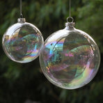50 Wholesale Pack Glass Bauble 8cm Diameter Round Clear with Silver Cap - table or tree centrepice personal, image 4