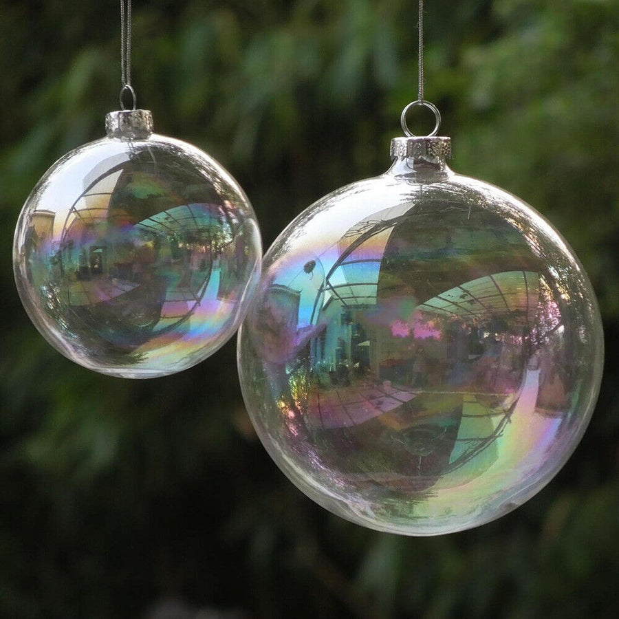 50 Wholesale Pack Glass Bauble 8cm Diameter Round Clear with Silver Cap - table or tree centrepice personal, image 4