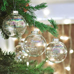 50 Wholesale Pack Glass Bauble 8cm Diameter Round Clear with Silver Cap - table or tree centrepice personal, image 5