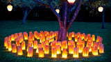 100 Pack White Happy Birthday Luminary Paper Candle Tea Light Lantern Bags Garden Anniversary Birthday Night Decorations Evening Party - Close-Up Angle