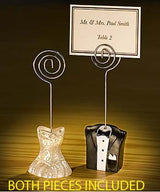 10 Pack of 5 Bride 5 Groom Wedding Name Card Place Stand - Wedding Table Decoration Bomboniere Favour Gift - Front View