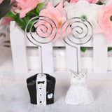10 Pack of 5 Bride 5 Groom Wedding Name Card Place Stand - Wedding Table Decoration Bomboniere Favour Gift - Side View