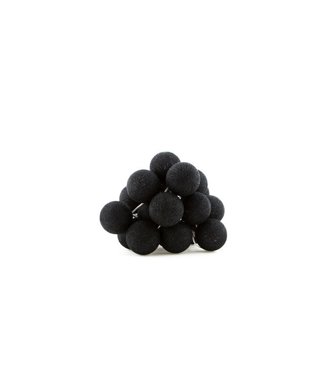 20 Black Cotton Ball LED Fairy Lights - 5cm Battery-Powered String Lights for Home, Wedding, Party, and Outdoor Decoration