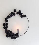20 Black Cotton Ball LED Fairy Lights - 5cm Battery-Powered String Lights for Home, Wedding, Party, and Outdoor Decoration