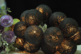 20 Black Cotton Ball LED Fairy Lights - 5cm Battery-Powered String Lights for Home, Wedding, Party, and Outdoor Decoration