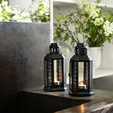 Black Metal Miners Lantern Summer Wedding Home Party Room Balconey Deck Decoration 21cm Tealight Candle - Side View