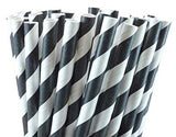 Bulk Pack of 1000 Biodegradable Black and White Paper Drinking Straws for Parties and Events