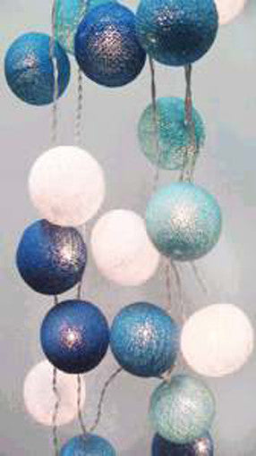 20 Blue LED Cotton Ball Fairy Lights - 5cm Decorative String Lights for Indoor and Outdoor Events, Battery Powered, Perfect for Weddings, Parties, and Home Decor