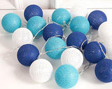 20 Blue LED Cotton Ball Fairy Lights - 5cm Decorative String Lights for Indoor and Outdoor Events, Battery Powered, Perfect for Weddings, Parties, and Home Decor - 45-Degree Angle