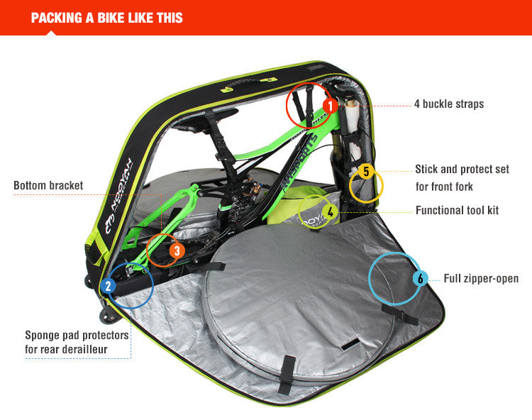NOOYAH Blue Ultimate Bike Travel Case - Versatile EVA Shell for MTB, Road, and Gravel Bikes - Model BK007S